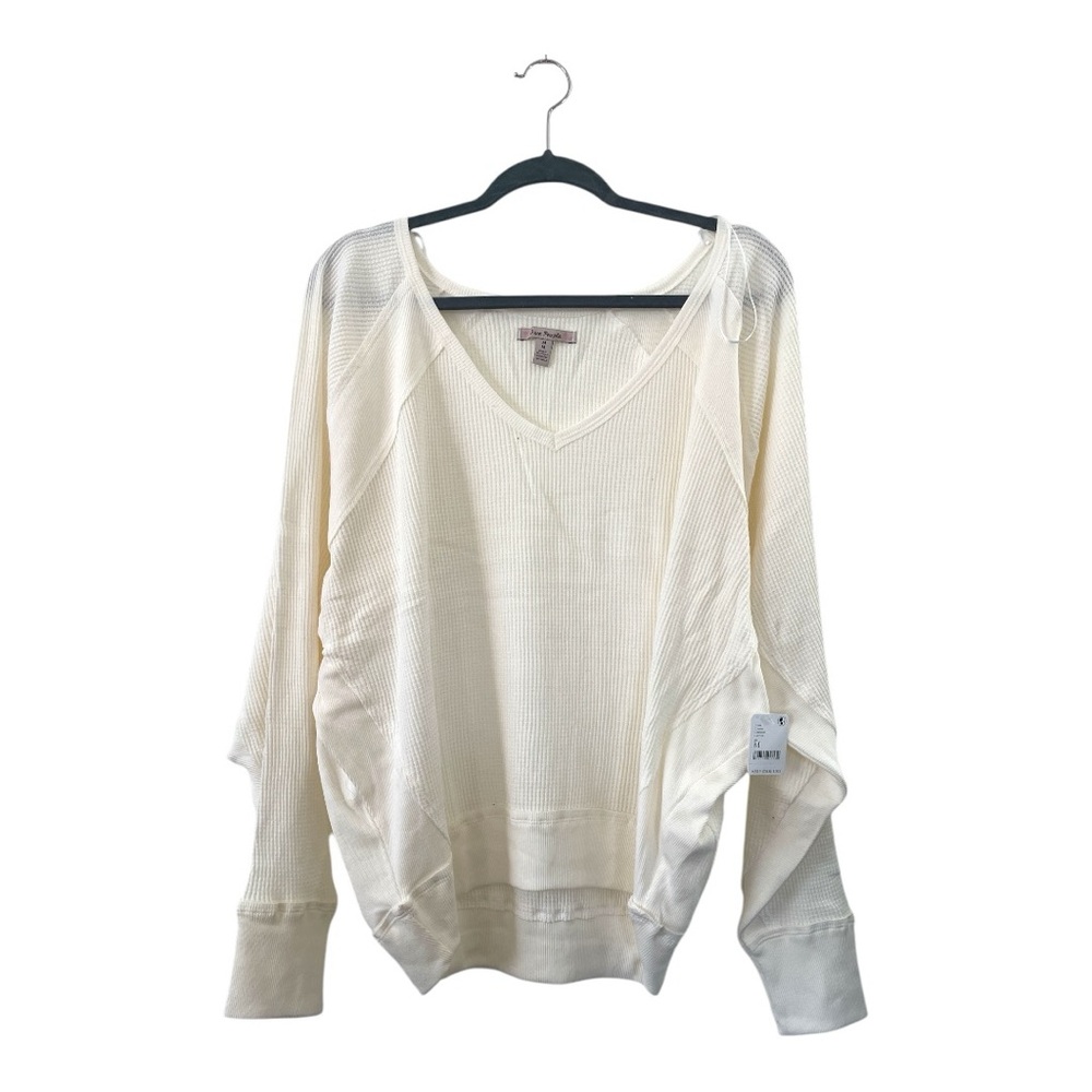 NWT Free People Santa Clara Thermal Size Women's M Alabaster Long Sleeve V-Neck